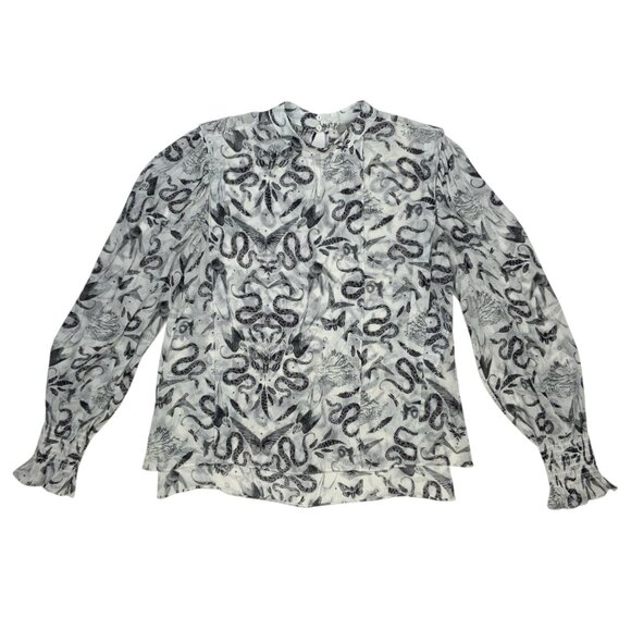 AllSaints Jasmine Somnium Top Blouse 4 Sheer Snake Design - Picture 12 of 12